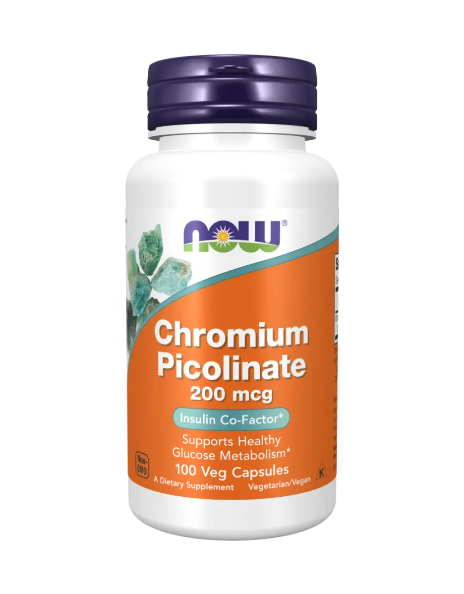 NOW Foods - Chromium Picolinate, 200mcg - 100 vegan capsules Now Foods