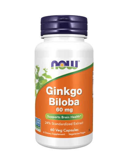 NOW Foods - Ginkgo Biloba, 60mg - 60 vegan capsules Now Foods